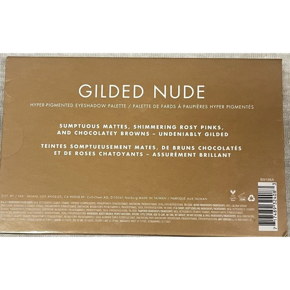 Milani Gilded Nude Hyper-Pigmented Eyeshadow Palette New 15 Colors